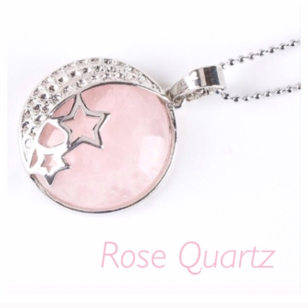 Rose Quartz Chakra Healing Stone Necklace Reiki